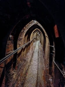 Dramatic underground tunnel at Anthony’s Main Road in Idrija Mercury Mine