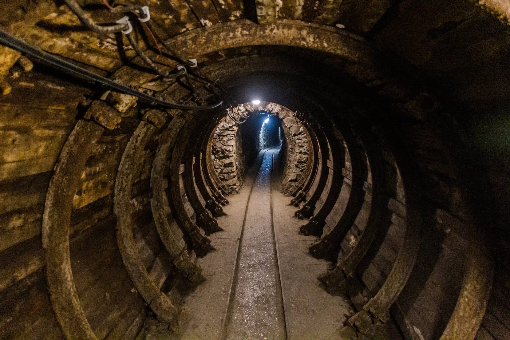 Reinforced underground passage at Anthony’s Main Road in Idrija Mercury Mine
