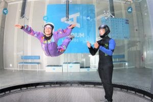 Visitor learning to fly with an instructor at Aerodium Logatec