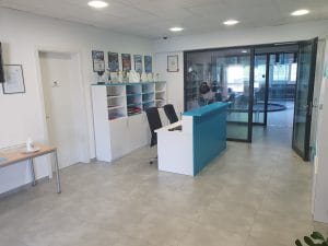 Reception and visitor area inside Aerodium Logatec